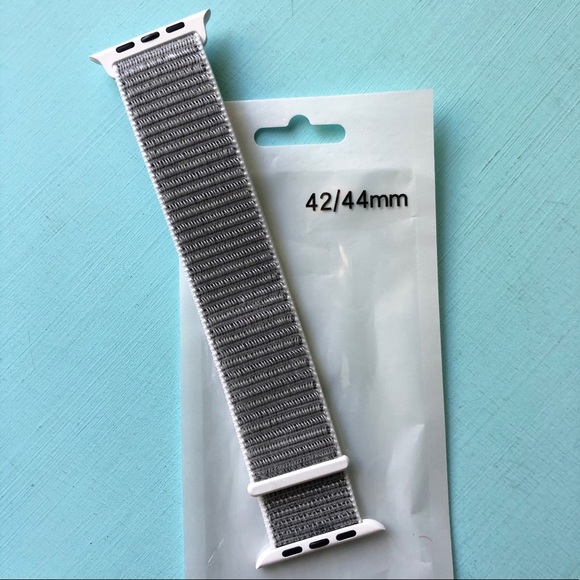 5/$20 NEW WHITE Gray Nylon Sport Loop Band Apple Watch 44/45/49mm - Picture 2 of 7